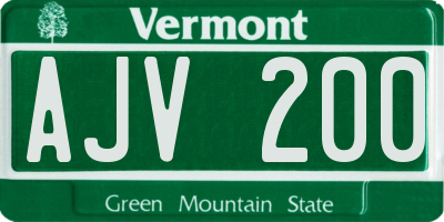 VT license plate AJV200