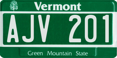 VT license plate AJV201