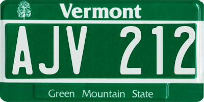 VT license plate AJV212