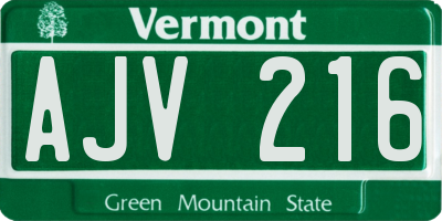 VT license plate AJV216