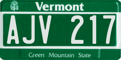 VT license plate AJV217