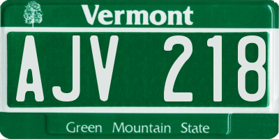 VT license plate AJV218