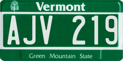 VT license plate AJV219