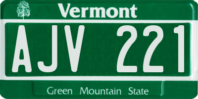 VT license plate AJV221