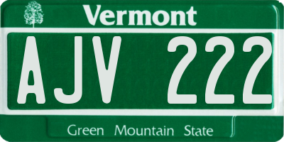 VT license plate AJV222