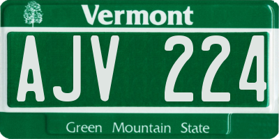 VT license plate AJV224