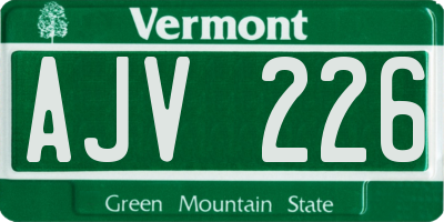 VT license plate AJV226