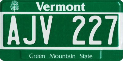 VT license plate AJV227