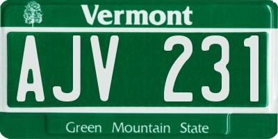 VT license plate AJV231
