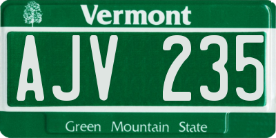 VT license plate AJV235