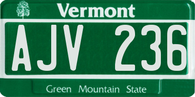 VT license plate AJV236