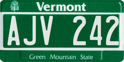 VT license plate AJV242