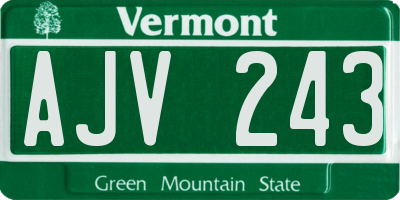 VT license plate AJV243