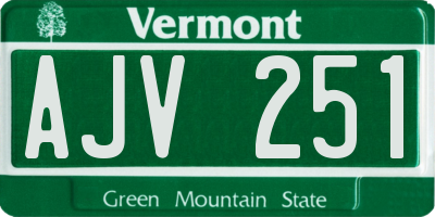 VT license plate AJV251