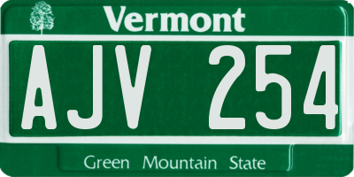 VT license plate AJV254