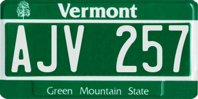 VT license plate AJV257