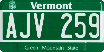 VT license plate AJV259