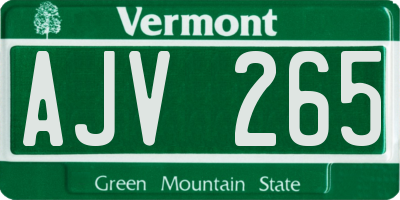 VT license plate AJV265