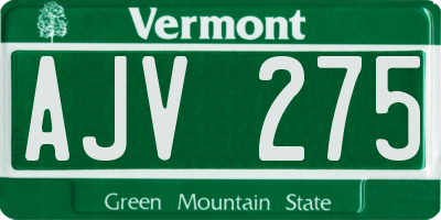 VT license plate AJV275