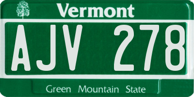 VT license plate AJV278