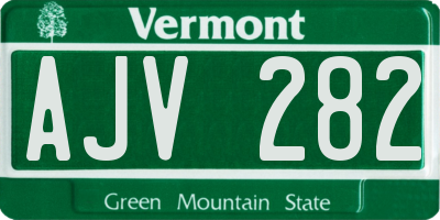 VT license plate AJV282