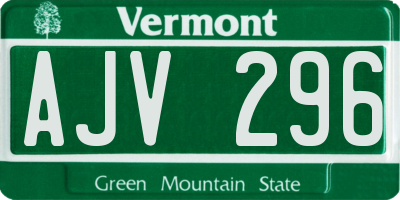 VT license plate AJV296