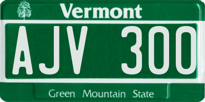VT license plate AJV300