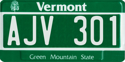 VT license plate AJV301