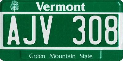VT license plate AJV308