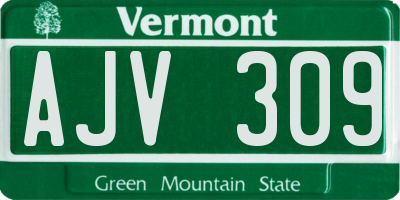 VT license plate AJV309