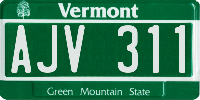 VT license plate AJV311