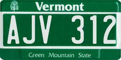 VT license plate AJV312