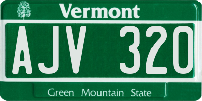 VT license plate AJV320