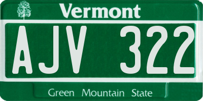 VT license plate AJV322