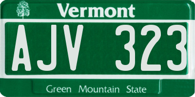 VT license plate AJV323
