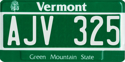 VT license plate AJV325