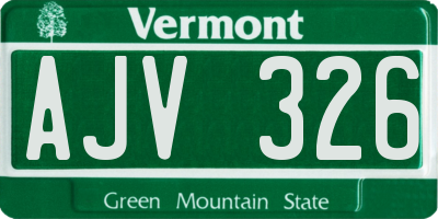 VT license plate AJV326