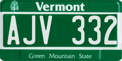 VT license plate AJV332