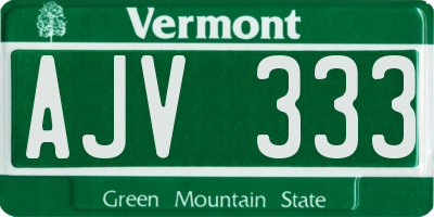 VT license plate AJV333