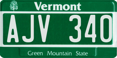 VT license plate AJV340