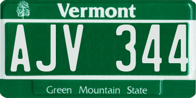 VT license plate AJV344