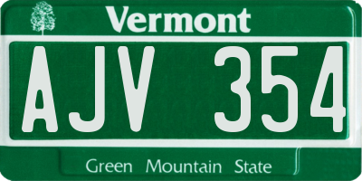 VT license plate AJV354