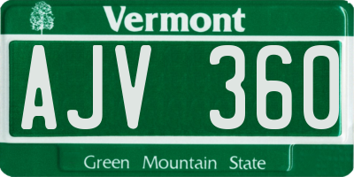 VT license plate AJV360