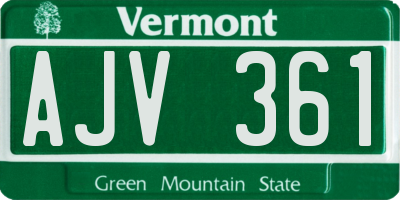 VT license plate AJV361