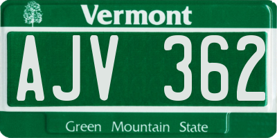 VT license plate AJV362