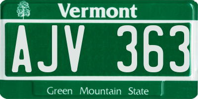 VT license plate AJV363