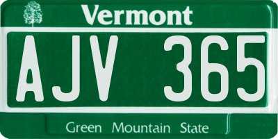 VT license plate AJV365