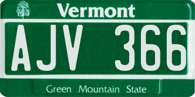 VT license plate AJV366