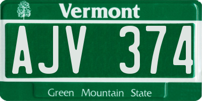 VT license plate AJV374