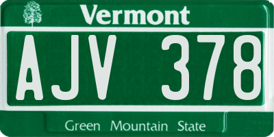 VT license plate AJV378